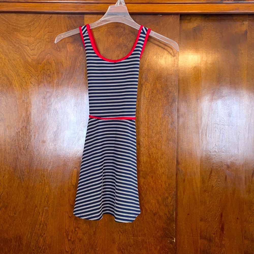 Navy blue and white dress